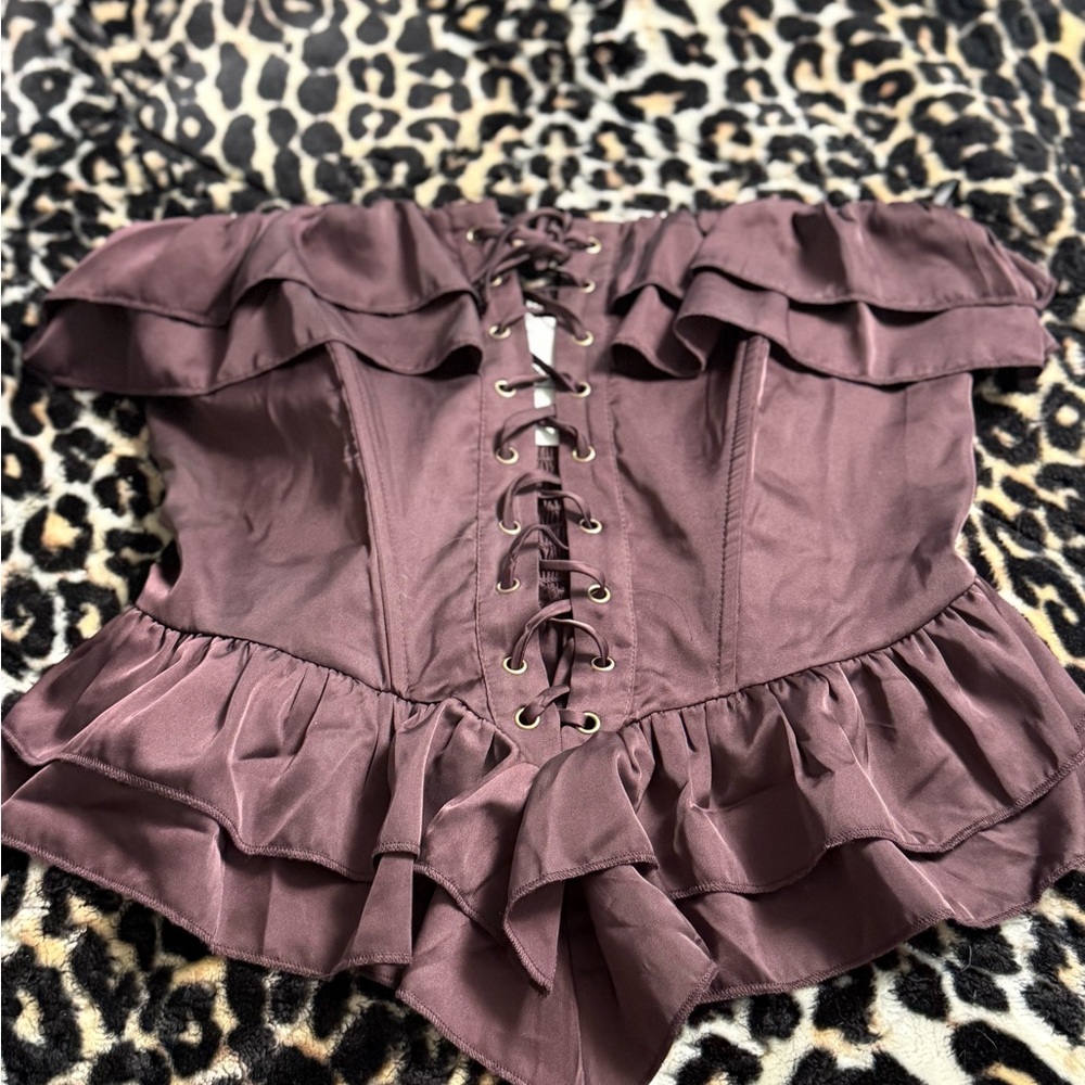 Elegant Ruffled Corset Top - Purple